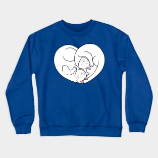 Cute White Cat Heart Crewneck Sweatshirt